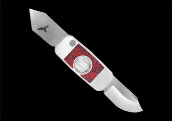 SIGARO – STAINLESS STEEL WITH RED LIZARD IN-LAY